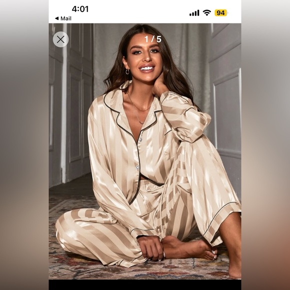 SHEIN X Rybka Twins Contrast Binding Satin Night Set - Picture 1 of 6